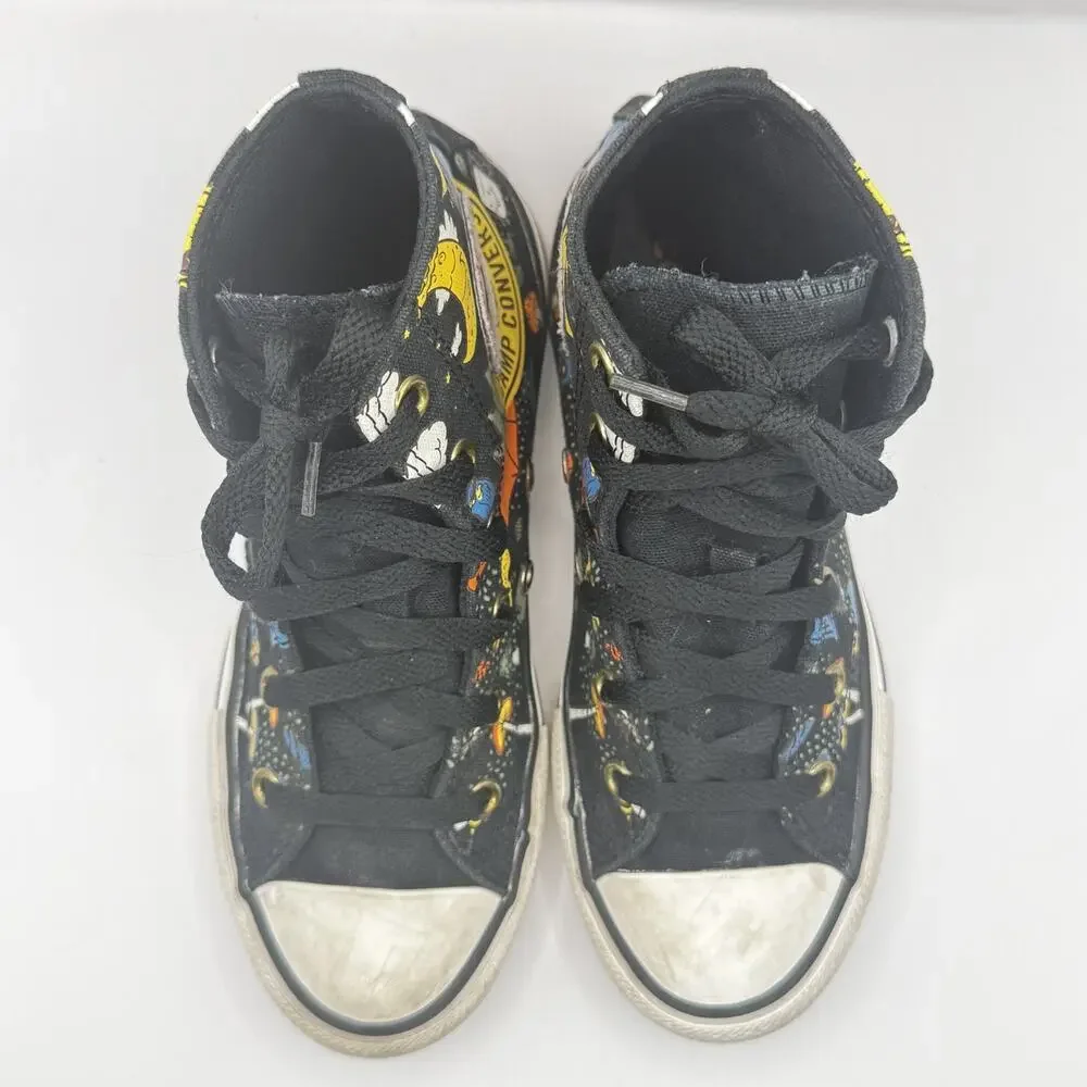 Camp Converse Kids Size 1.5 All Star Hi Tops Black Canvas Sneakers Lace Up Shoes